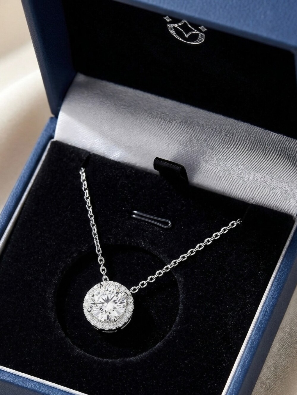 Moissanite 1 CT Halo Pendant Necklace